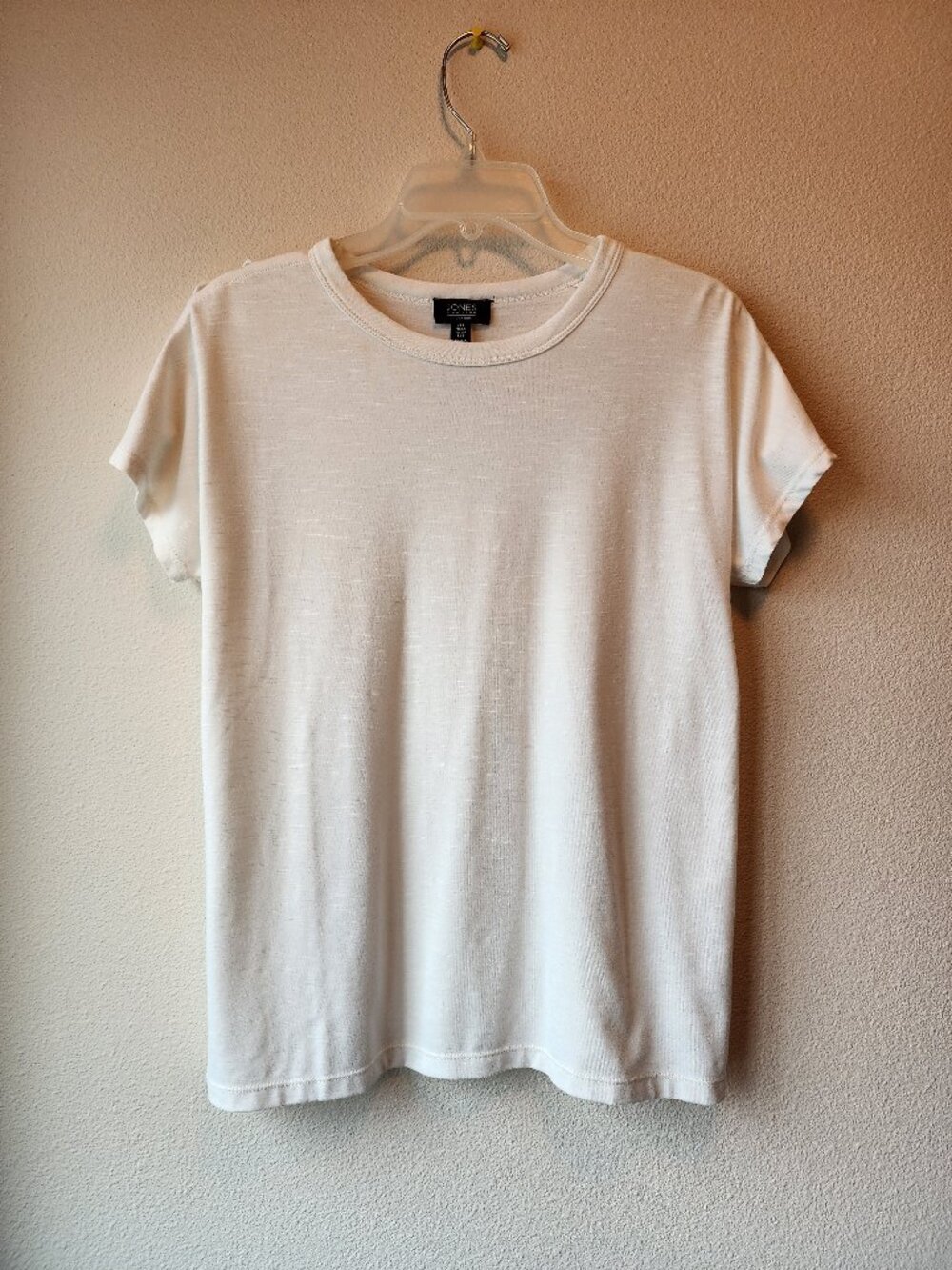 jones new york signature basic white t shirt top crew neck lace up short sleeves